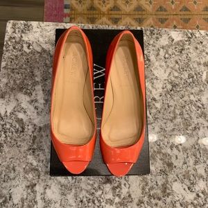 EUC JCrew Drea patent peep-toe pumps